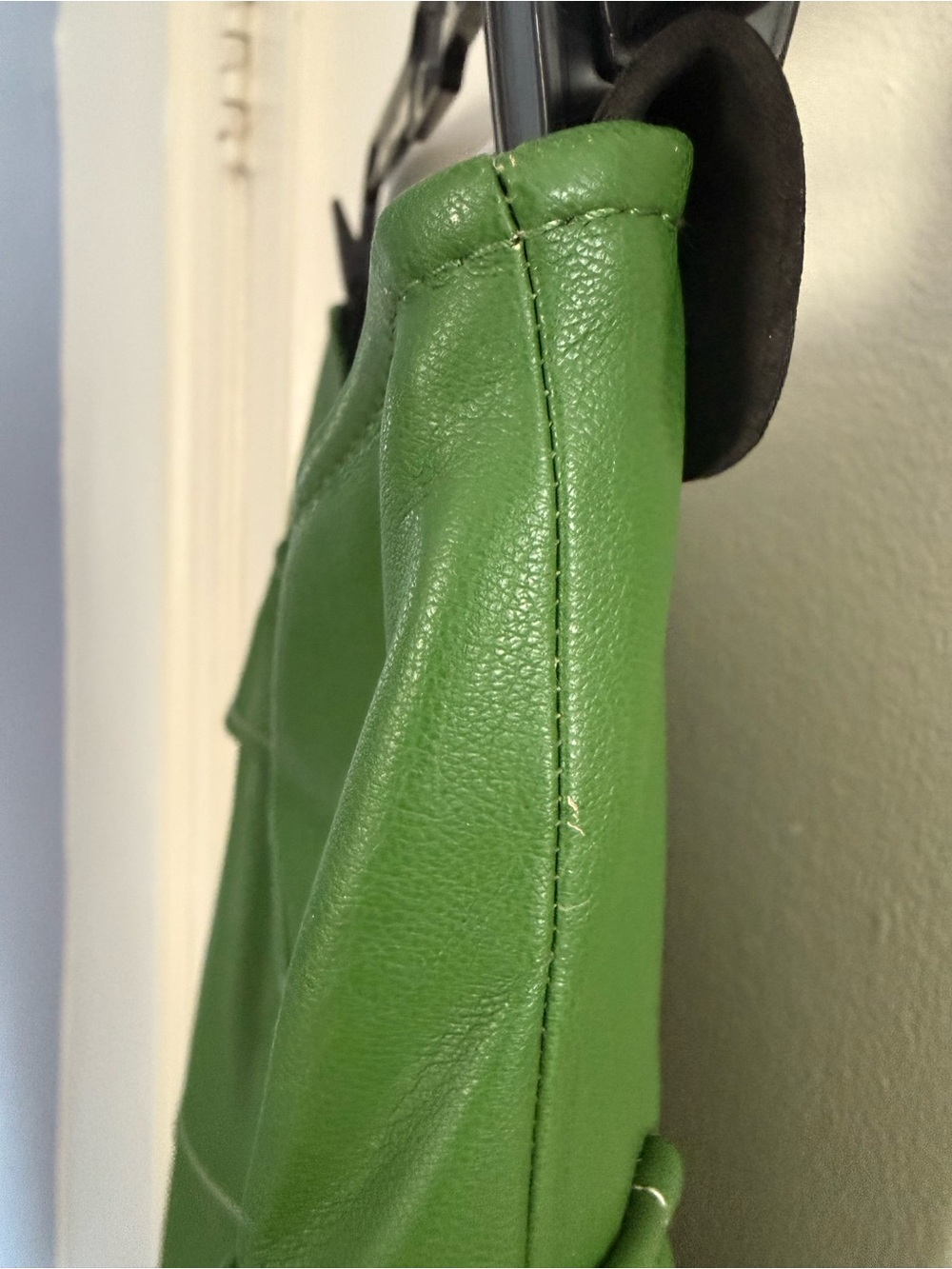 STAUD Bright Green Faux Leather Midi Skirt with Front Flap Pockets - Picture 7 of 11